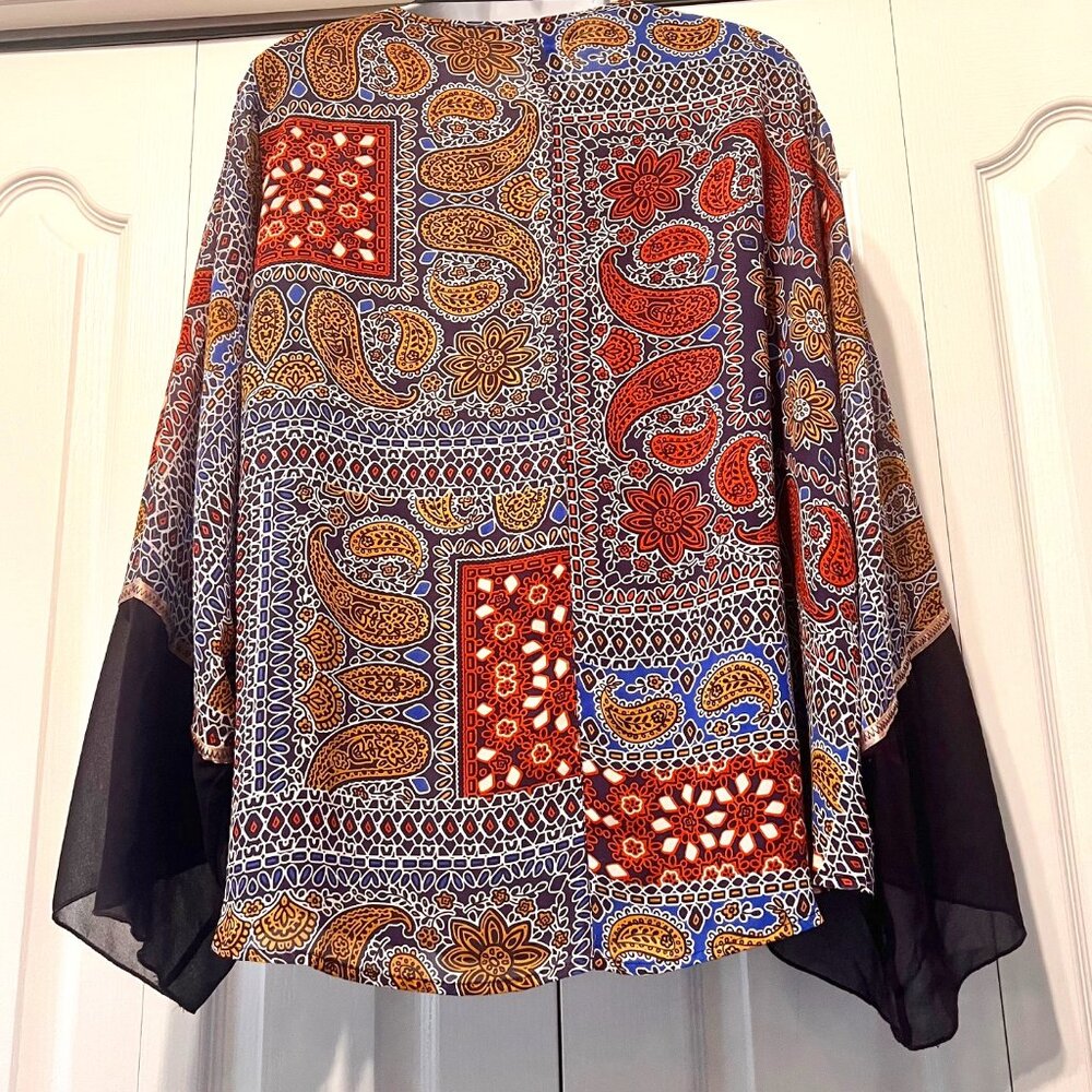 Style & Co. Women's Open Front Sheer Flowy Jacket-Lined -Casual-Size Small-Fun - Picture 9 of 14